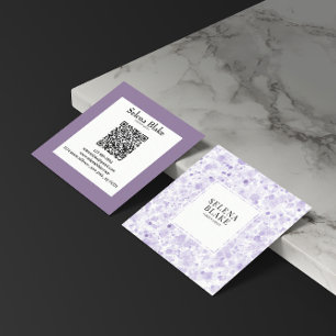 Cartão De Visita Quadrado Design minimalista moderno com código QR
