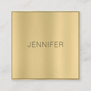 Cartão De Visita Quadrado Design Mínimo Elegante Moderno Dourado de Trendy 
