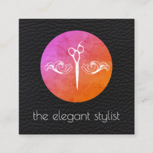 Cartão De Visita Quadrado Design moderno com o estilista de couro do fundo