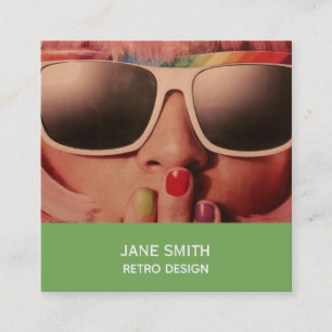 Cartão De Visita Quadrado Design retro profissional moderno