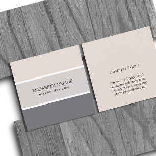 Cartão De Visita Quadrado Designer de Interiores Elegante Moderno em Listras