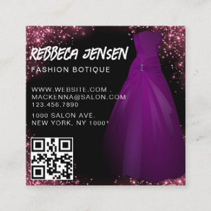 Cartão De Visita Quadrado Designer de moda moderno rosa brilhante chique