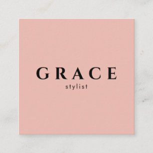 Cartão De Visita Quadrado Designer preto rosa minimalista estilista moderno