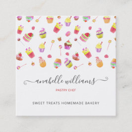 Cartão De Visita Quadrado Desserts modernos de culta pastelaria pastelaria