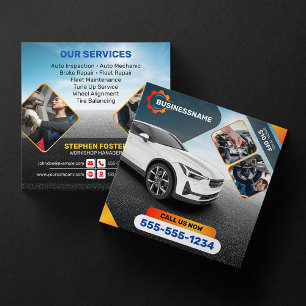 Cartão De Visita Quadrado Detalhe Automotivo Reparo Automotivo Aluguel de Ca