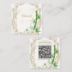 Cartão De Visita Quadrado Detalhe do Casamento no Jardim de Bambu Imperial T