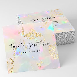 Cartão De Visita Quadrado detalhes da cor-de-rosa e folha de ouro FAUX