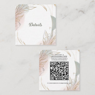 Cartão De Visita Quadrado Detalhes do Casamento Botânico com Sage e Dourado 