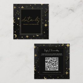 Cartão De Visita Quadrado Detalhes do Casamento com Lua e Estrelas Celestiai