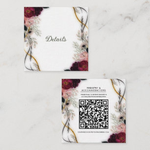 Cartão De Visita Quadrado Detalhes do Casamento de Flores e Folhagens do Jar