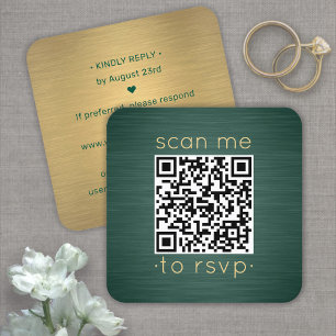 Cartão De Visita Quadrado Detalhes do Casamento RSVP Código QR Enclausuramen