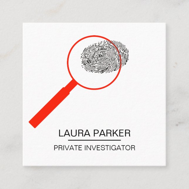 Cartão De Visita Quadrado Detetive de Segurança do Investigador Impressão (Frente)