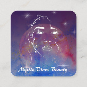 Cartão De Visita Quadrado *~* Deusa de Planta Cósmica Mulher Floral QR MOON 