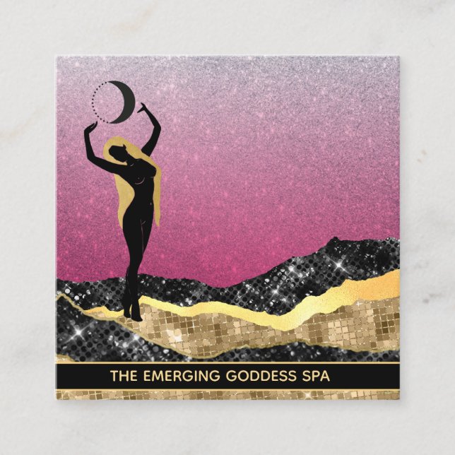 Cartão De Visita Quadrado *~* Deusa Mulher Rosa Azul Pastel Azul  (Frente)