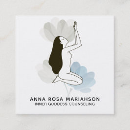 Cartão De Visita Quadrado *~* Deusa Rezando Pastel Floral Espiritual Sagrado