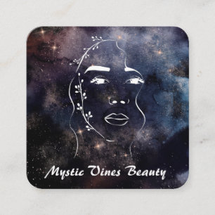 Cartão De Visita Quadrado *~* Deusa Vegetal Cósmica Mulher Deusa Foral QR Ne