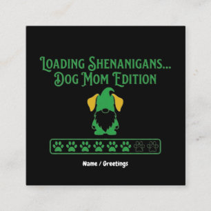 Cartão De Visita Quadrado Dia de São Patrício Gnome Mãe de Cachorro Travessu
