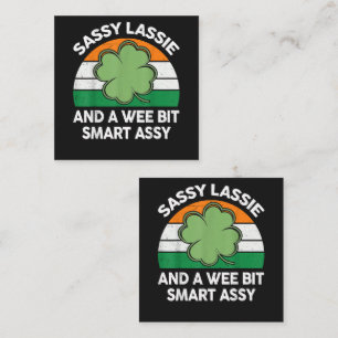Cartão De Visita Quadrado Dia de São Patrício Sassy Lassie Shamrock Irlandês