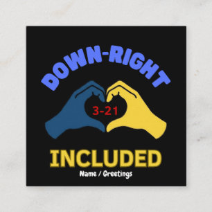 Cartão De Visita Quadrado Dia Mundial da Síndrome de Down Incluído à Direita