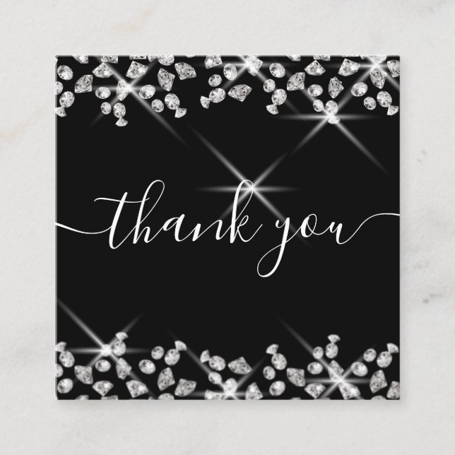 Cartão De Visita Quadrado diamantes modernos o obrigado para sua empresa (Frente)