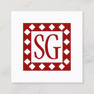 Cartão De Visita Quadrado Diamond Box - Iniciais - Ruby Red