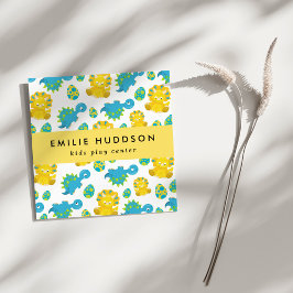 Cartão De Visita Quadrado Dinossauros Bons, Kids Play Center, Centro de Ativ