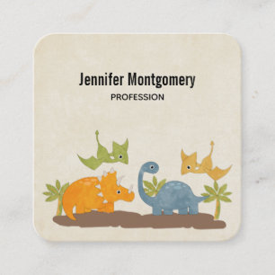 Cartão De Visita Quadrado Dinossauros Cons Vida Selvagem Pré-Histórica