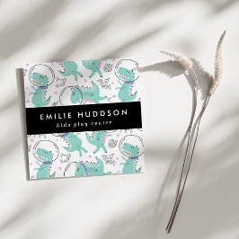 Cartão De Visita Quadrado Dinossauros Espaciais, Kids Play Center, Centro de