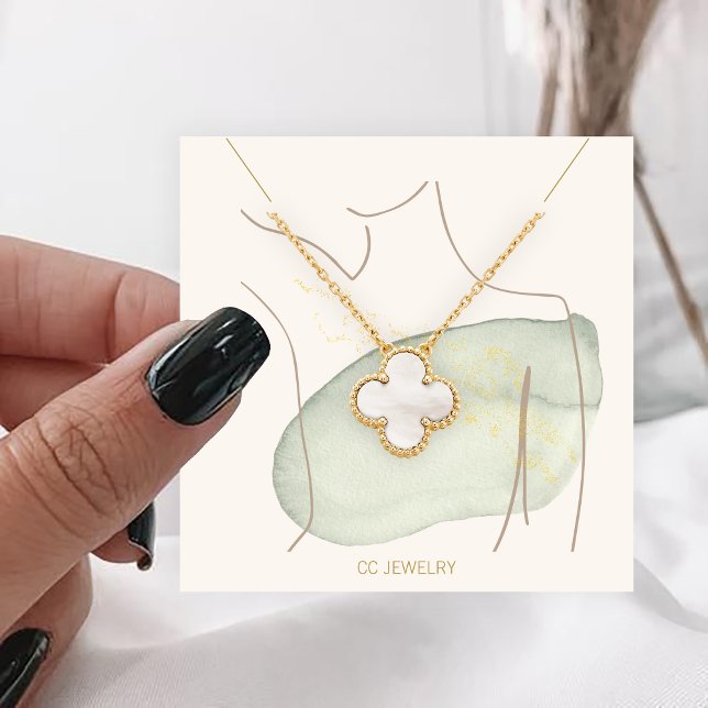 Cartão De Visita Quadrado Display de Lady Jewelry Necklace (Criador carregado)