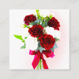 Cartão De Visita Quadrado Disposição Floral Elegante Com Borgonha