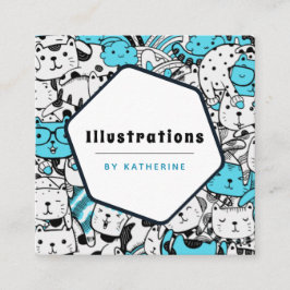 Cartão De Visita Quadrado Diversão do Designer Gráfico do Cartoonista de Pad