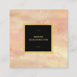 Cartão De Visita Quadrado Do rosa Pastel abstrato do pêssego do *~* poeira