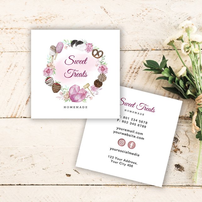 Cartão De Visita Quadrado Docinho (Criador carregado)