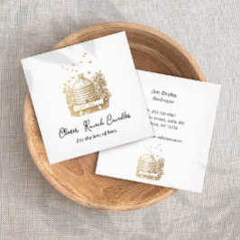 Cartão De Visita Quadrado Dourada Abelha Aurica Apatia