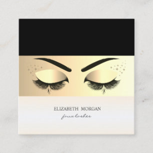 Cartão De Visita Quadrado Dourada e elegante, Faux Lashes