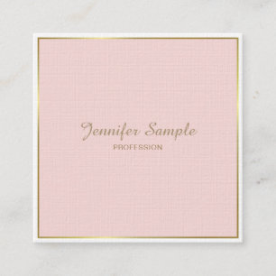 Cartão De Visita Quadrado Dourada Tendência de Luxo Elegante Moderno e Branc