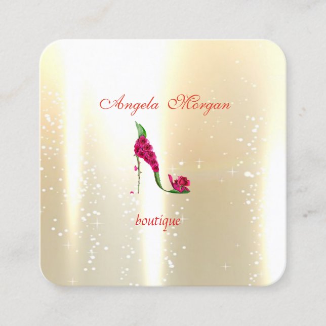 Cartão De Visita Quadrado Dourado brilhante profissional moderno, calcanhare (Frente)