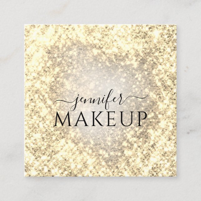 Cartão De Visita Quadrado Dourado brilho da beleza profissional (Frente)