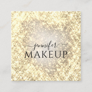 Cartão De Visita Quadrado Dourado brilho de beleza de maquilhagem profission