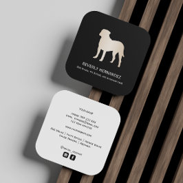 Cartão De Visita Quadrado Dourado Bullmastiff Dog Walker Trainer Sentado