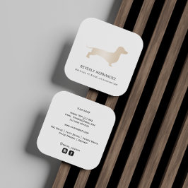 Cartão De Visita Quadrado Dourado cão Dachshund Walker Treinador Puppy senta