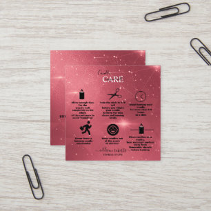 Cartão De Visita Quadrado Dourado Cor de Água Rosa Moderna Praça B