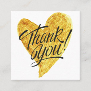 Cartão De Visita Quadrado Dourado Desconto Da Caligrafia Cardíaca Obrigado