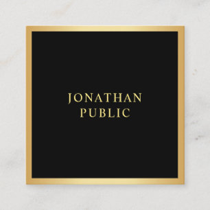 Cartão De Visita Quadrado Dourado e negro moderno, simples e de Modelo