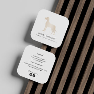 Cartão De Visita Quadrado Dourado Grande Dane Dog Walker Trainer
