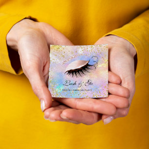 Cartão De Visita Quadrado Dourado Hológrafo da Extensão Eyelash do Artista