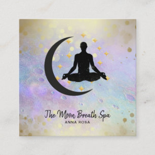 Cartão De Visita Quadrado *~* Dourado Homem + Meditação de Ioga Lua