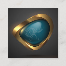 Cartão De Visita Quadrado Dourado logotipo teórico moderno lista de hairdres