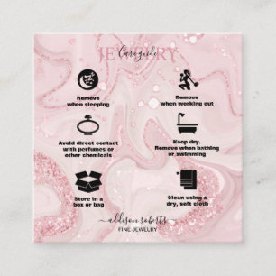 Cartão De Visita Quadrado Dourado protetor de aquarela rosa moderno