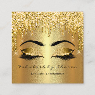 Cartão De Visita Quadrado Dourado Spark Makeup Artist Lashes Logotipo Lux